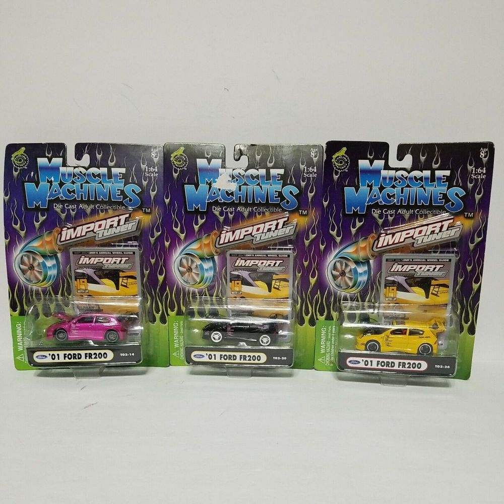 MUSCLE MACHINES IMPORT TUNER‎ '01 FORD FR200 Diecast LOT OF 3 Cars